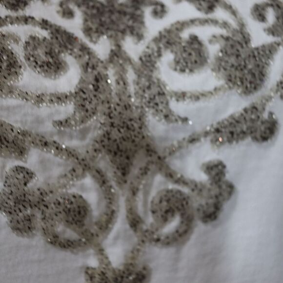 Velvet Silver Embellished Long Sleeve Tee | Vintage 90s Normcore Medium - Picture 4 of 12